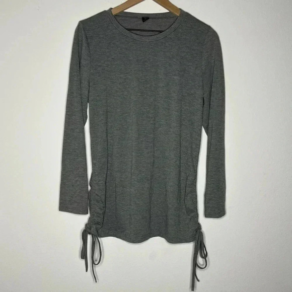Shein Curve Plus Size Casual Gray Side Tie Long Sleeve - Picture 2 of 6